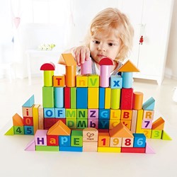 Hape giocattolo educativo blocchi di legno - 80 pezzi - imparare a contare e a scrivere