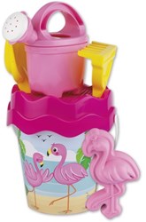 Androni Giocattoli set secchiello fenicottero - gioco da spiaggia 6 pezzi rosa