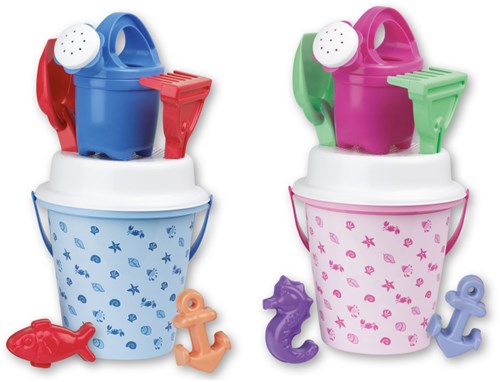 Androni Giocattoli set secchiello giochi da spiaggia con conchiglie blu
