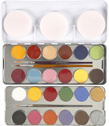 Eulenspiegel palette trucco 24 colori a base d'acqua per viso e corpo