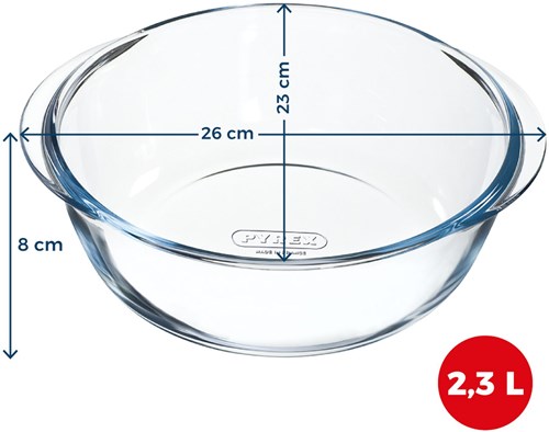 Pyrex teglia airfryer vetro rotonda 26x23x8 cm trasparente-2
