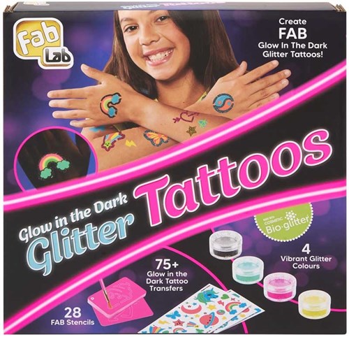 Set tatuaggi glitter glow in the dark per bambini - gioco creativo