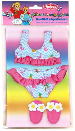 Heless bikini fenicottero per bambola con ciabattine - costume da bagno per bambole 28-35cm-3