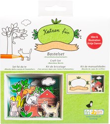 Fridolin scatola di fiammiferi kit creativo famiglia di gatti regalo miniatura