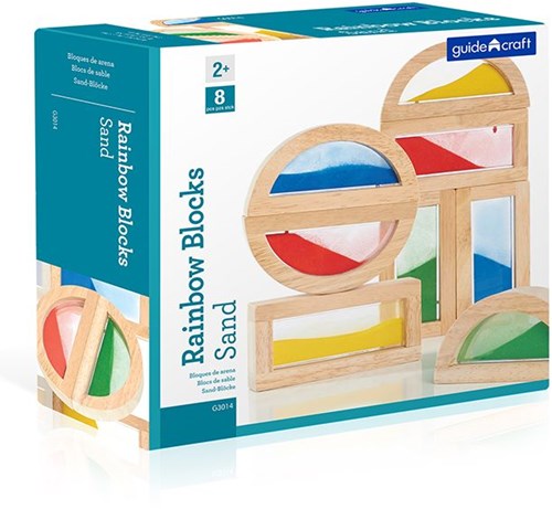 Guidecraft set di blocchi arcobaleno - giocattolo in legno con sabbia e colore