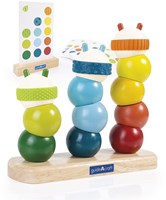 Guidecraft figura impilabile bruco giocattolo in legno colorato educativo-2