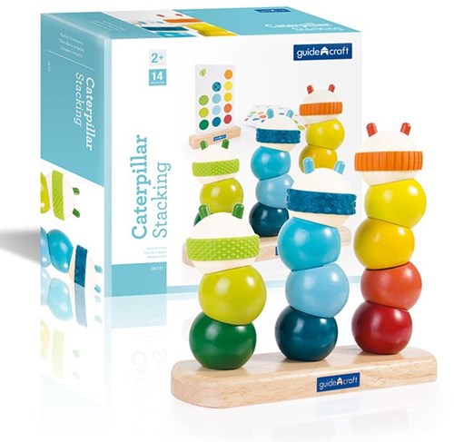 Guidecraft figura impilabile bruco giocattolo in legno colorato educativo