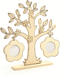Graine Creative cornice in legno albero con fiori 22,5x23x0,5 cm decorazione