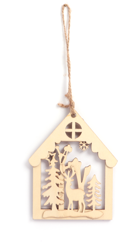 Graine Creative decorazione natalizia in legno casa renna 3D 13x11 cm
