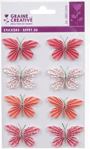 Graine Creative adesivi 3D fai da te farfalle 25 mm 8 pezzi decorazione