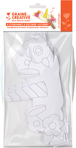 Graine Creative corone unicorno da decorare cartone 6 pezzi bambini