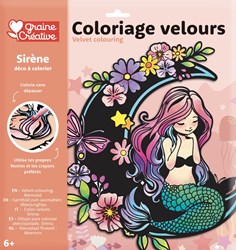 Graine Creative foglio da colorare in velluto sirena 30x30 cm - giocattolo creativo