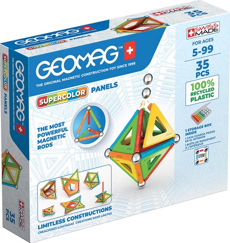 Geomag giocattolo magnetico da costruzione Super Color Panels riciclato 35 pezzi