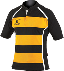 Gilbert maglia rugby Xact Hooped nero-ambra S abbigliamento sportivo poliestere