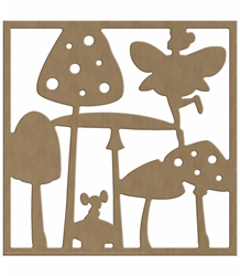 Gomille cornice MDF fata funghi decorazione 26x26 cm legno