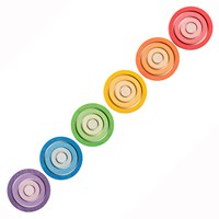 Grapat anelli in legno giocattolo arcobaleno set 24 pezzi educativo