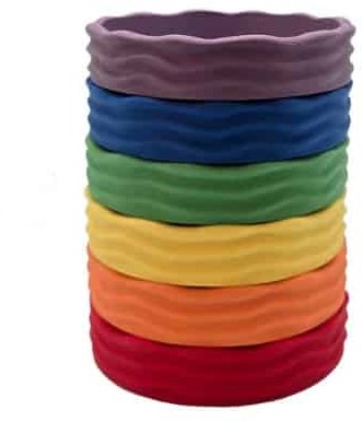 Grennn set ciotole arcobaleno giocattolo in legno colorato e creativo