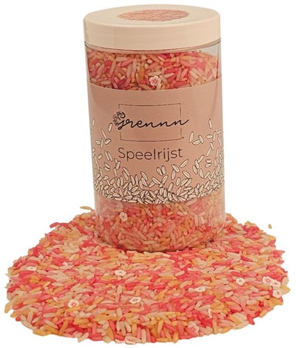 Grennn speelrijst pink flower mix 250 gram