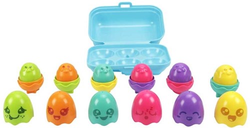 Toomies giocattolo Hide & Squeak Bright Chicks scatola uova sensoriale-2