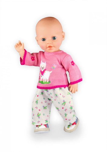 Heless set abbigliamento bambola maglione alpaca e pantaloni 35-45 cm rosa-2