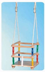 NHF altalena in legno per bambini con corda in sisal - seggiolino sicuro