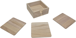 Hobbygroep sottobicchieri in legno quadrati paulownia con supporto 6 pezzi decorativi