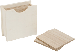 Hobbygroep set sottobicchieri in legno creatività 11x11x4,5 cm 6 pezzi