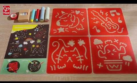 Hape gessetti e stencil set artistico bambini disegno creativo-2
