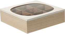 Home & Styling scatola da tè legno e vetro 24x24cm marrone decorativa
