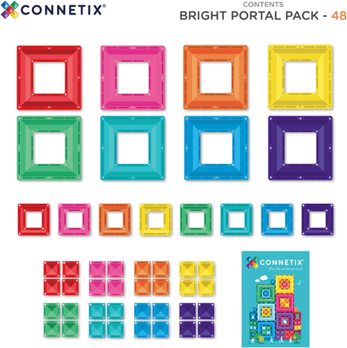 Connetix gioco di costruzione magnetico Bright Portal Pack 48 pezzi - tessere magnetiche colorate-3