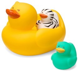Infantino famiglia di paperelle da bagno giocattolo giallo bianco divertimento bambino