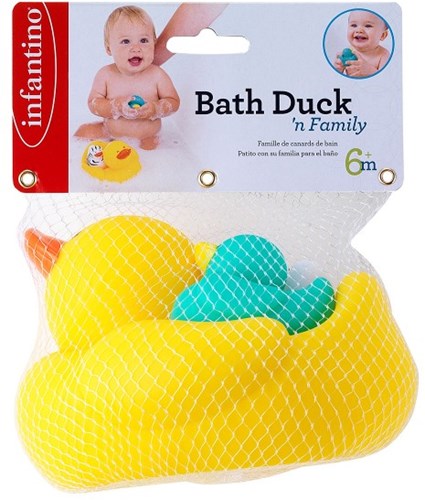 Infantino famiglia di paperelle da bagno giocattolo giallo bianco divertimento bambino-2