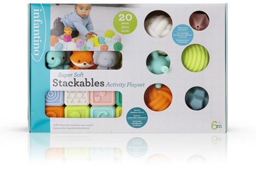 Infantino set di gioco impilabile - blocchi e palline sensoriali morbidi-2