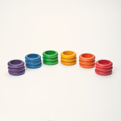Grapat anelli in legno colori arcobaleno - gioco educativo 18 pezzi