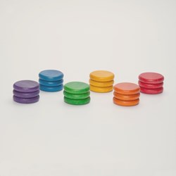 Grapat giocattoli in legno monete arcobaleno - 18 pezzi gioco libero