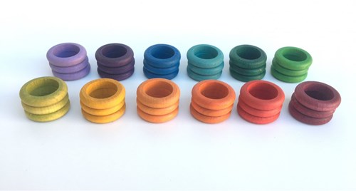 Grapat anelli in legno giocattolo 36 pezzi - 12 colori - educativo