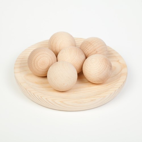 Grapat palline in legno colore naturale - 6 pezzi giocattolo educativo-2