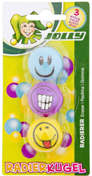 Jolly set gomme faccine - gomme colorate con smiley, 3 pezzi