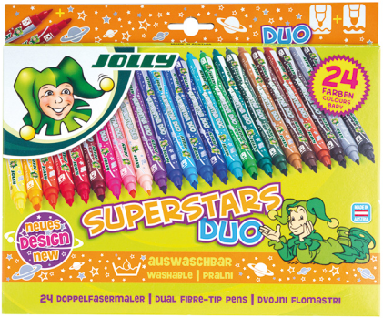 Jolly set di pennarelli Superstar Duo 24 colori per bambini e disegno creativo