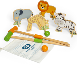BigJigs gioco del croquet in legno animali della giungla bambini giardino