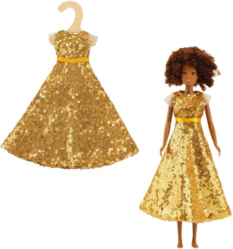 Heless vestito bambola fashion Goldstar paillettes glitter 29cm abbigliamento
