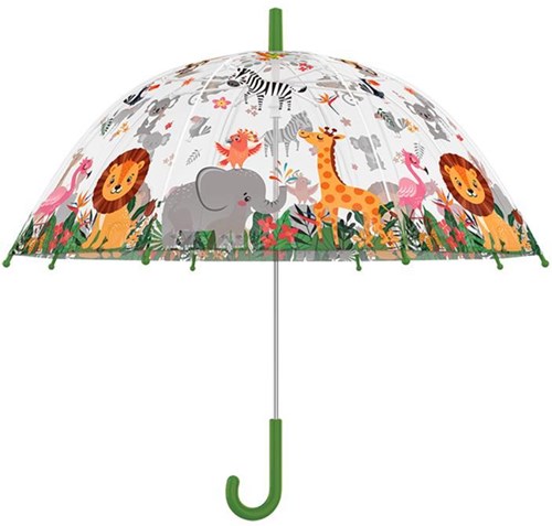 Esschert Design ombrello bambini giungla trasparente automatico 70 cm