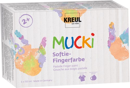 Kreul colori a dita set Mucki Softie 6 colori pastello vegan bambini