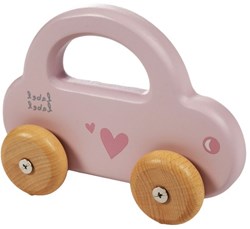 Label Label auto in legno rosa con maniglia - giocattolo in faggio FSC