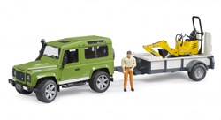 Bruder Land Rover Defender auto giocattolo con rimorchio e escavatore JCB