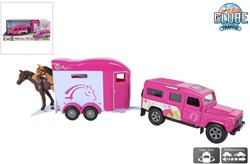 Kids GLOBE auto giocattolo Land Rover con rimorchio rosa 26cm plastica