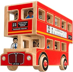 Lanka Kade autobus londinese in legno - Autobus deluxe con 16 figure rosso