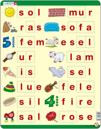 Larsen puzzle imparare a leggere norvegese - giocattolo educativo 22 pezzi