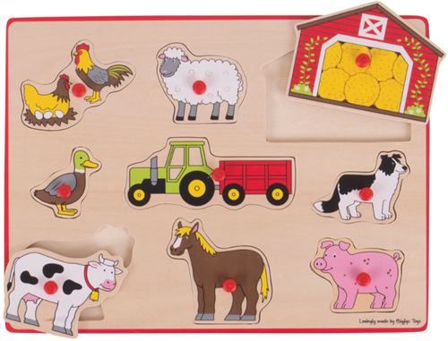 Bigjigs Puzzle di legno della fattoria - 9 pezzi-2