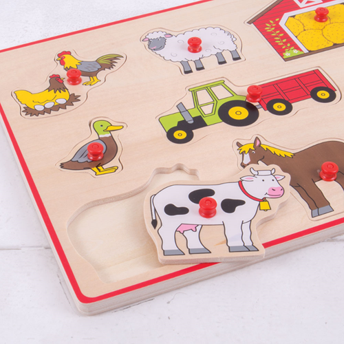 Bigjigs Puzzle di legno della fattoria - 9 pezzi-3